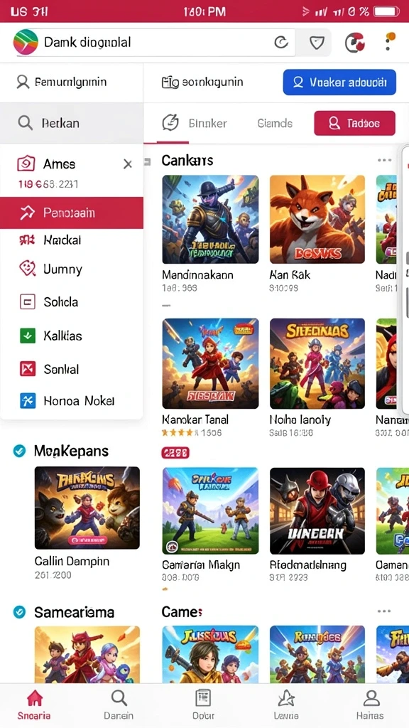 Menu karakter yang memungkinkan personalisasi penuh.